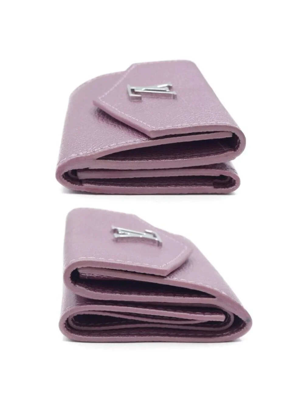 Louis Vuitton Portefeuille Lock Pink Silver Leather Coin Purse